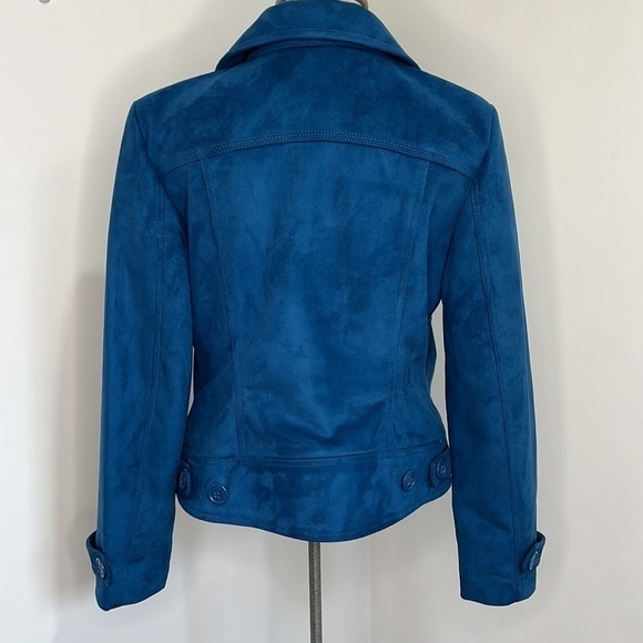 Nine and Company Faux Suede Teal Jacket Coat Plaid Flannel Liner size Medium - Picture 5 of 16